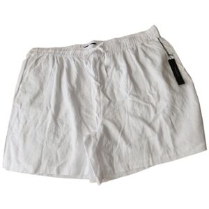 NWT Tahari White Linen/Rayon Blend Shorts Size 2x Pockets & Elastic Waist
